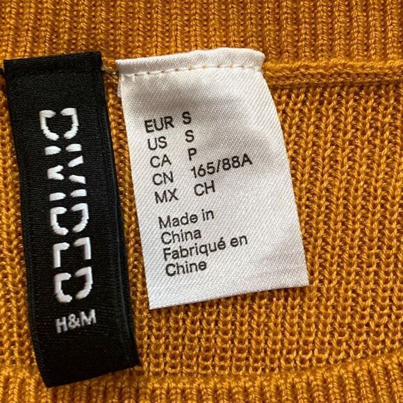 Divided By H&M Sweater Lightweight Yellow High Crewneck Long Sleeve Ribbed Knit - Picture 8 of 10